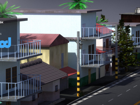 Countryside Street 02 Model 3D