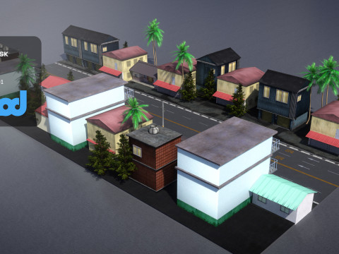 Countryside Street 02 Model 3D