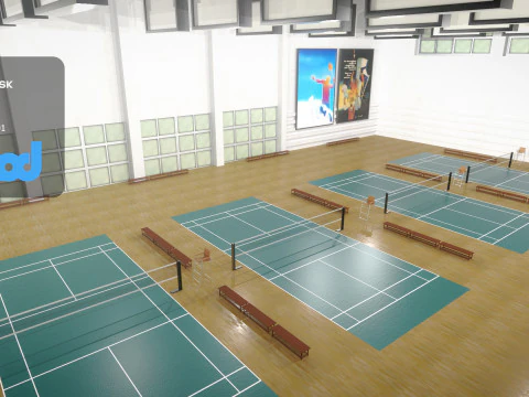 Корт для бадмінтону 3D Модель