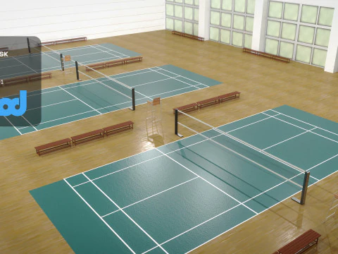Badminton Court 3D Model