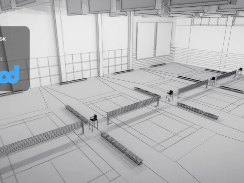 Badminton Court 3D Model