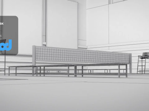 Badminton Court 3D Model