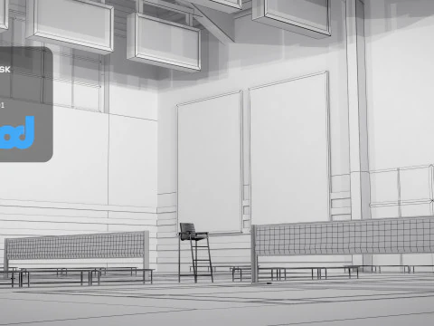 Badminton Court 3D Model