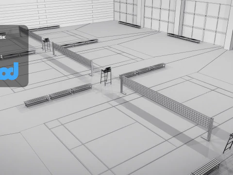 Badminton Court 3D Model