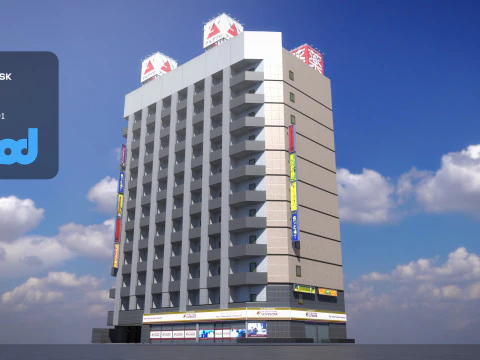 B&acirc;timent japonais 0001 Modèle 3D
