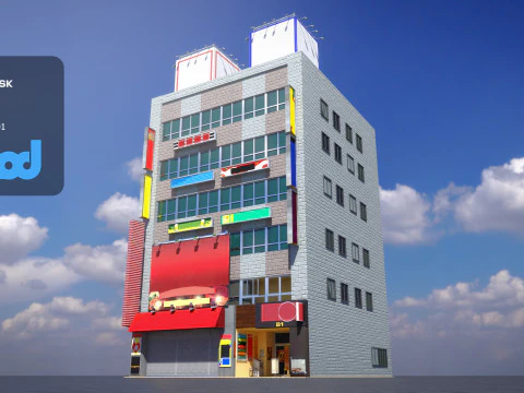 B&acirc;timent commercial japonais 0002 Modèle 3D