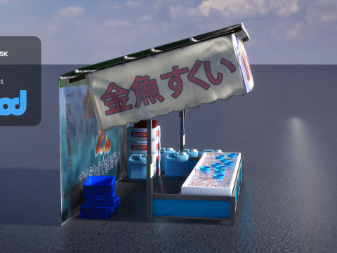 Japanese Street Stall 0005 Goldfish Scooping 3D मॉडल