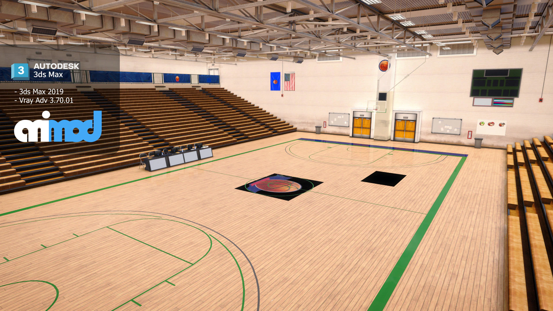 Basketball Court 3D Model .c4d .max .obj .3ds .fbx .stl .blend