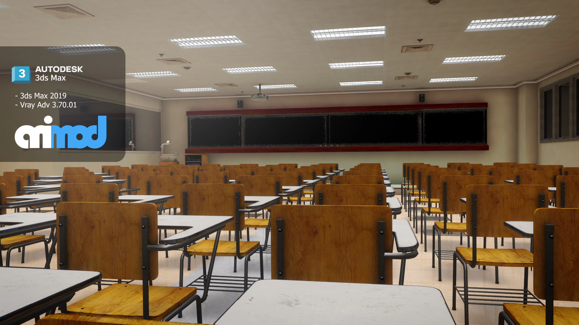 Classroom 3D Model .c4d .max .obj .3ds .fbx .stl .blend 