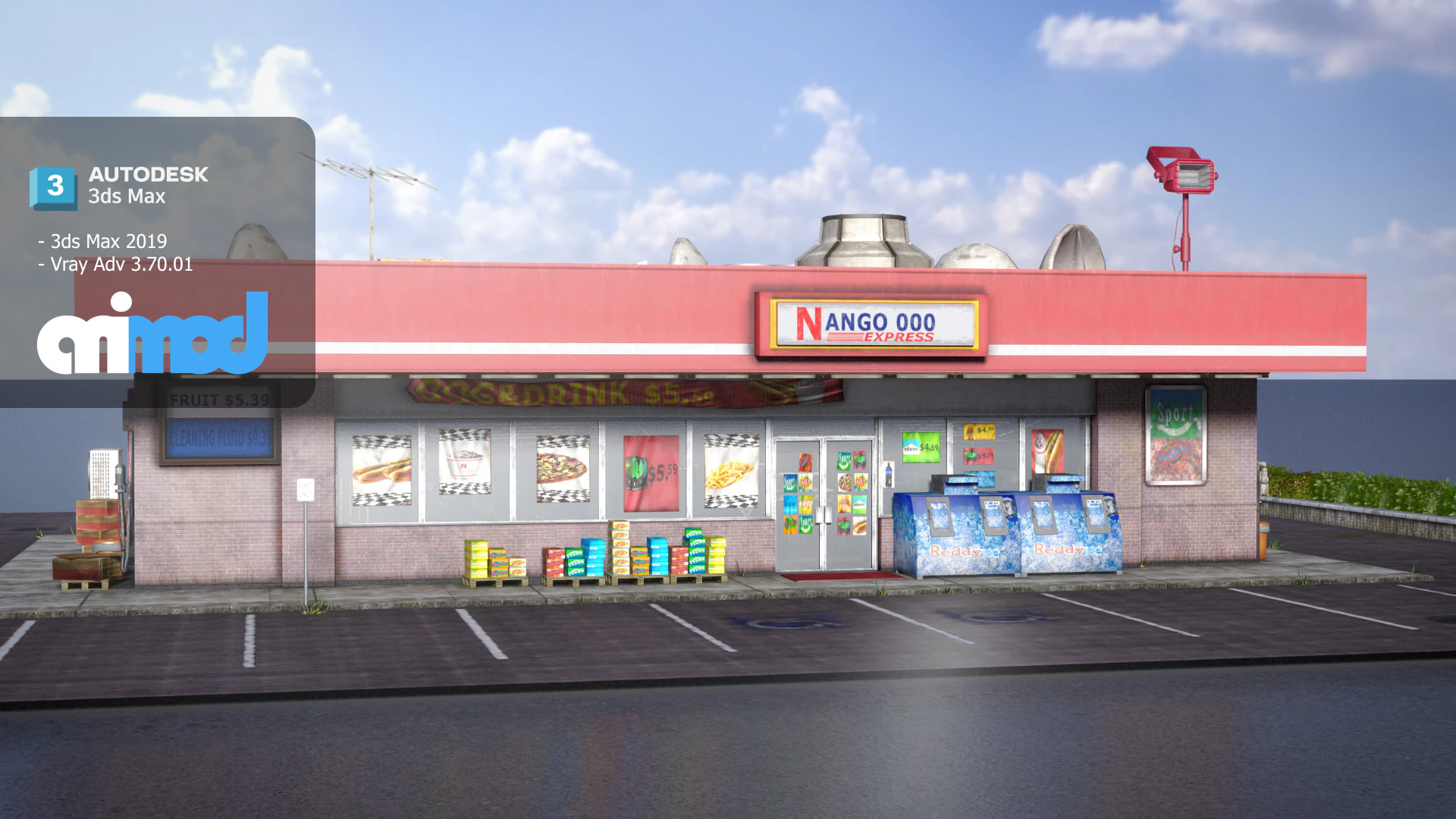 Convenience Store 0003 3D Model .c4d .max .obj .3ds .fbx .stl .blend 