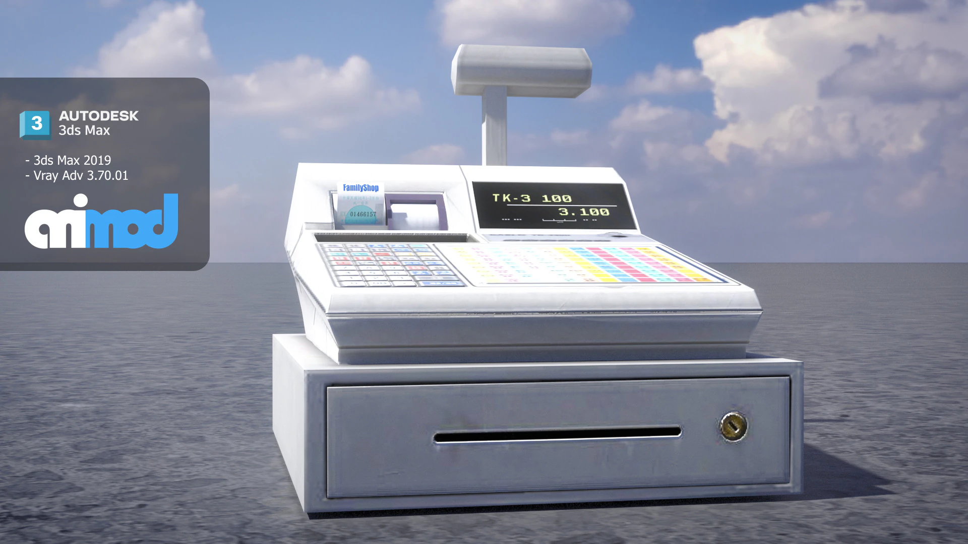 Cashier Machine 0001 3D Model .c4d .max .obj .3ds .fbx .stl .blend