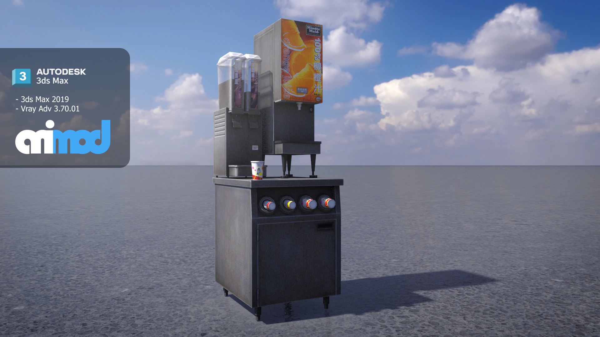 Juice Dispenser 0002 3D Model .c4d .max .obj .3ds .fbx .stl .blend 