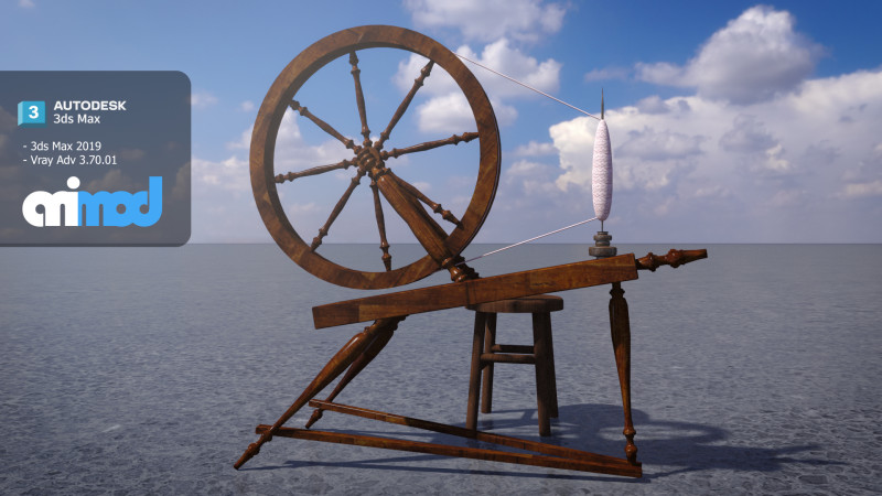 Old Textile Machine Modelo 3D .c4d .max .obj .3ds .fbx .stl .blend