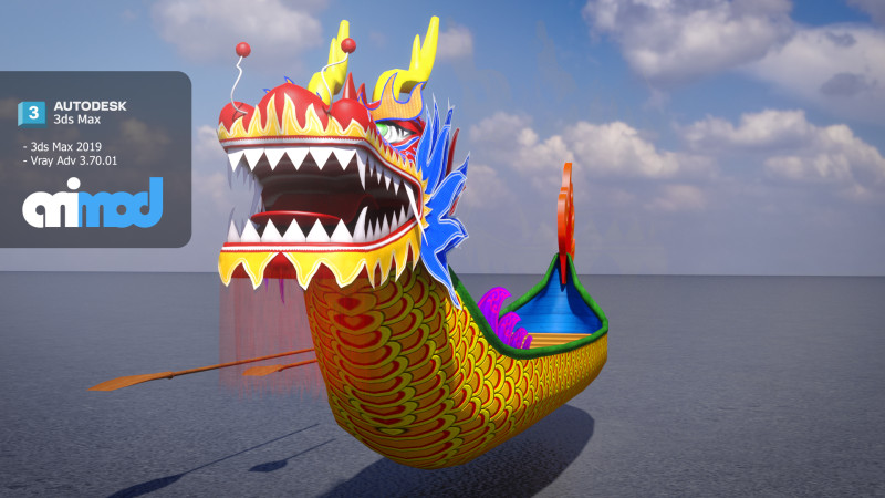 Dragon Boat 3D 模型 .c4d .max .obj .3ds .fbx .stl .blend