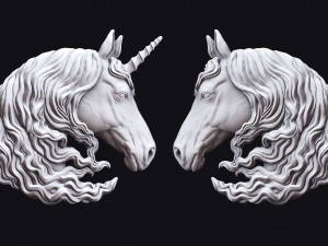 Basrelief Horse and Unicorn Head 3D Print Model