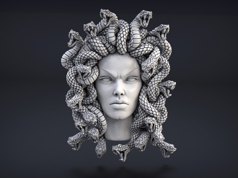 Hoog gedetailleerd Medusa-hoofd 3D printmodel
