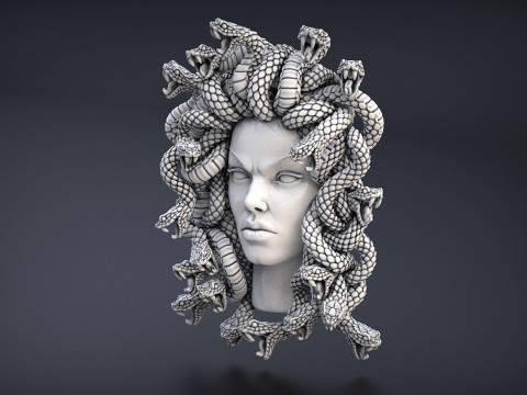 Hoog gedetailleerd Medusa-hoofd 3D printmodel