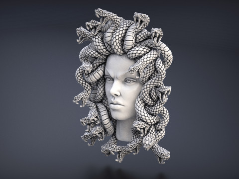 Hoog gedetailleerd Medusa-hoofd 3D printmodel