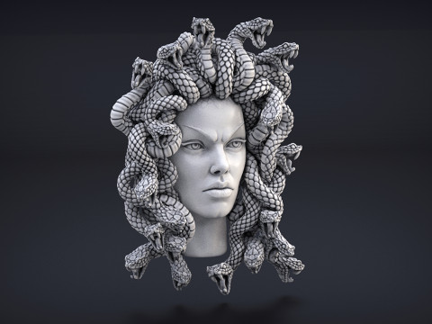 Hoog gedetailleerd Medusa-hoofd 3D printmodel