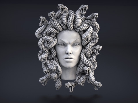 Hoog gedetailleerd Medusa-hoofd 3D printmodel