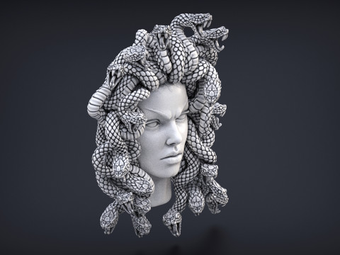 Hoog gedetailleerd Medusa-hoofd 3D printmodel