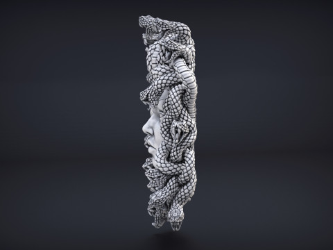 Hoog gedetailleerd Medusa-hoofd 3D printmodel