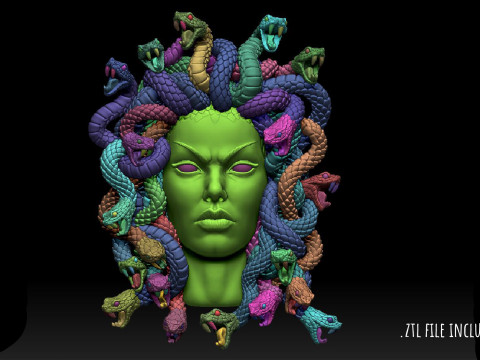 Hoog gedetailleerd Medusa-hoofd 3D printmodel