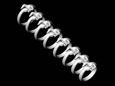 ダックスフント ドッグ リング 3Dプリントモデル