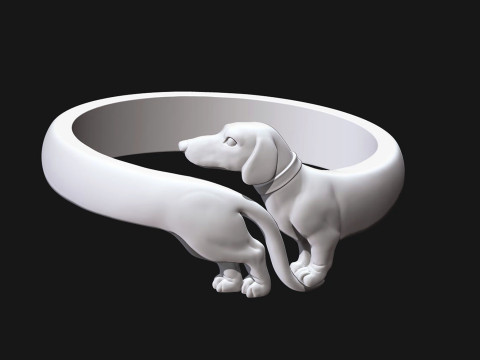 ダックスフント ドッグ リング 3Dプリントモデル