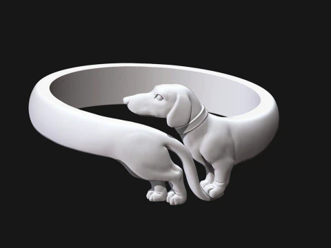 Dachshund Dog Ring 3D Print Model