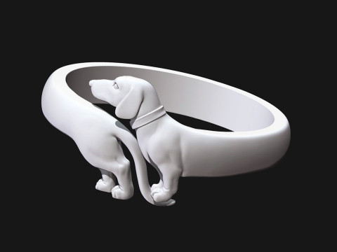 ダックスフント ドッグ リング 3Dプリントモデル