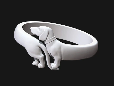 Dachshund Dog Ring 3D Print Model