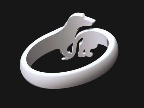 ダックスフント ドッグ リング 3Dプリントモデル