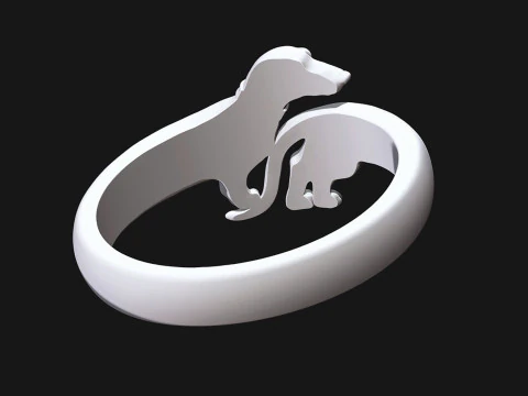 Dachshund Dog Ring 3D Print Model