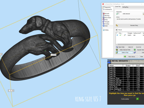ダックスフント ドッグ リング 3Dプリントモデル