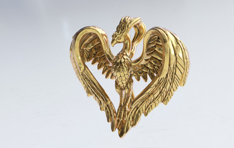 Phoenix Heart Pendant 3D Print Model .c4d .max .obj .3ds .fbx .stl .blend 