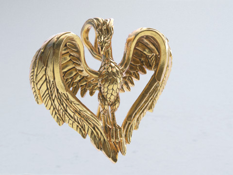 Phoenix Heart Pendant 3D Print Model