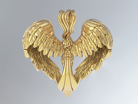 Phoenix Heart Pendant 3D Print Model