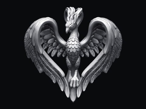 Phoenix Heart Pendant 3D Print Model