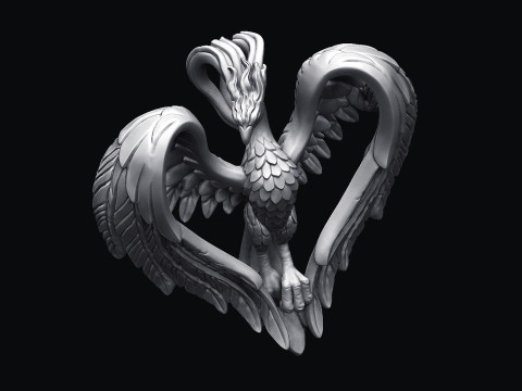 Phoenix Heart Pendant 3D Print Model