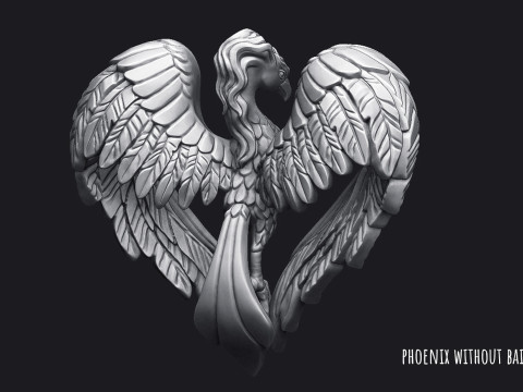 Phoenix Heart Pendant 3D Print Model
