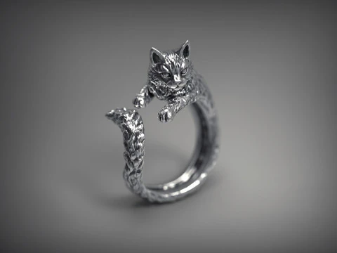 High Detailed Cat Ring 3D Print Model