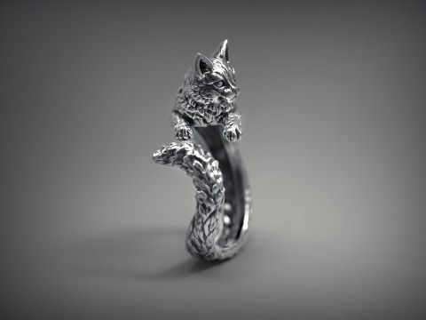 High Detailed Cat Ring 3D Print Model