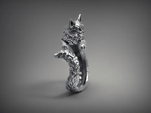 High Detailed Cat Ring 3D Print Model