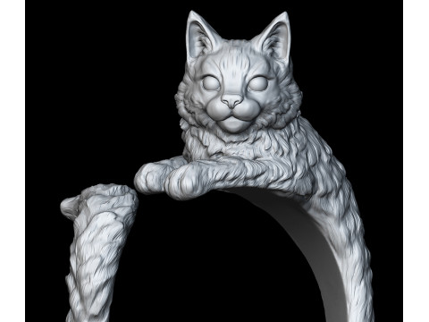 High Detailed Cat Ring 3D Print Model