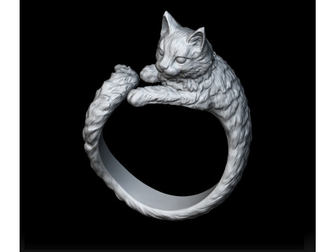 High Detailed Cat Ring 3D Print Model