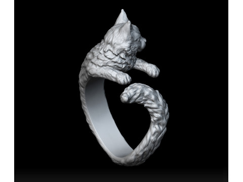 High Detailed Cat Ring 3D Print Model