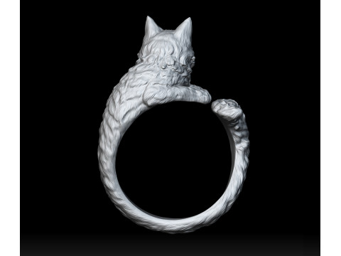 High Detailed Cat Ring 3D Print Model