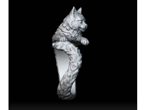 High Detailed Cat Ring 3D Print Model