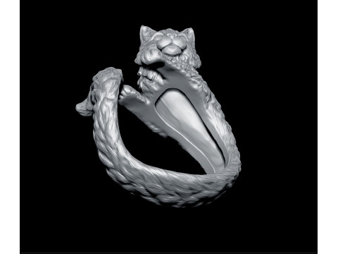 High Detailed Cat Ring 3D Print Model